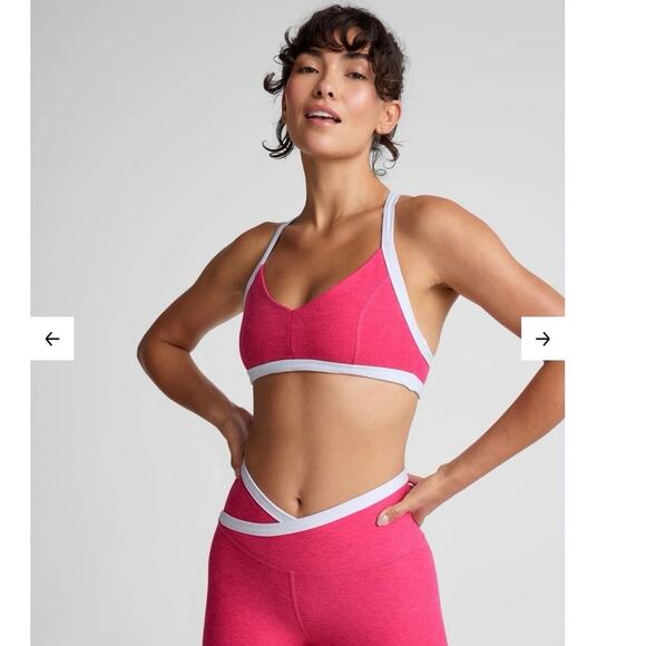 NWOT Women’s Beyond Yoga Spacedye Outlines Bra in Vivid Pink Heather SZ M - Picture 3 of 7